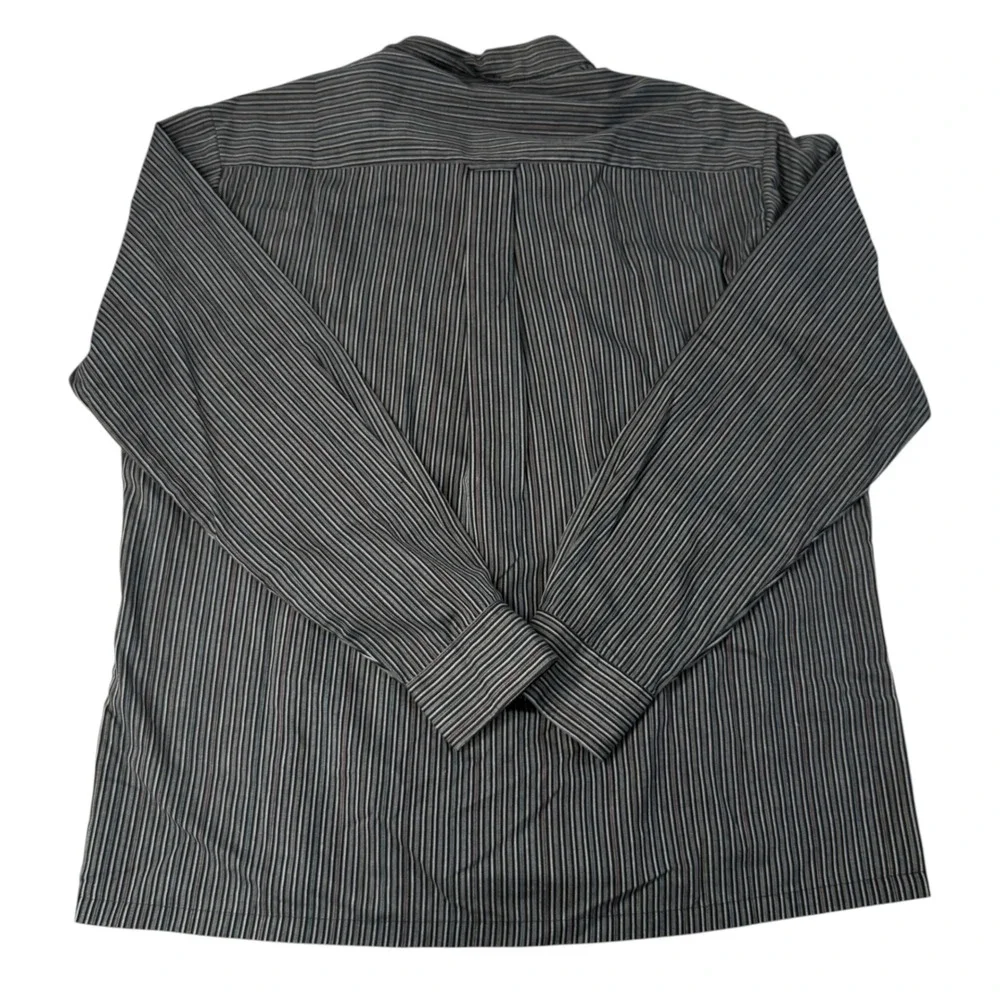 VTG Kennington Ltd California Men XL 17.5‎ Striped Button Down Long Sleeve Black